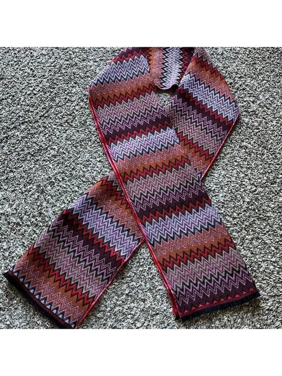 Missoni Accessories - Missoni Italian Scarf Red Purple Zigzag Geometric Boho Wool Blend Chic Elegant